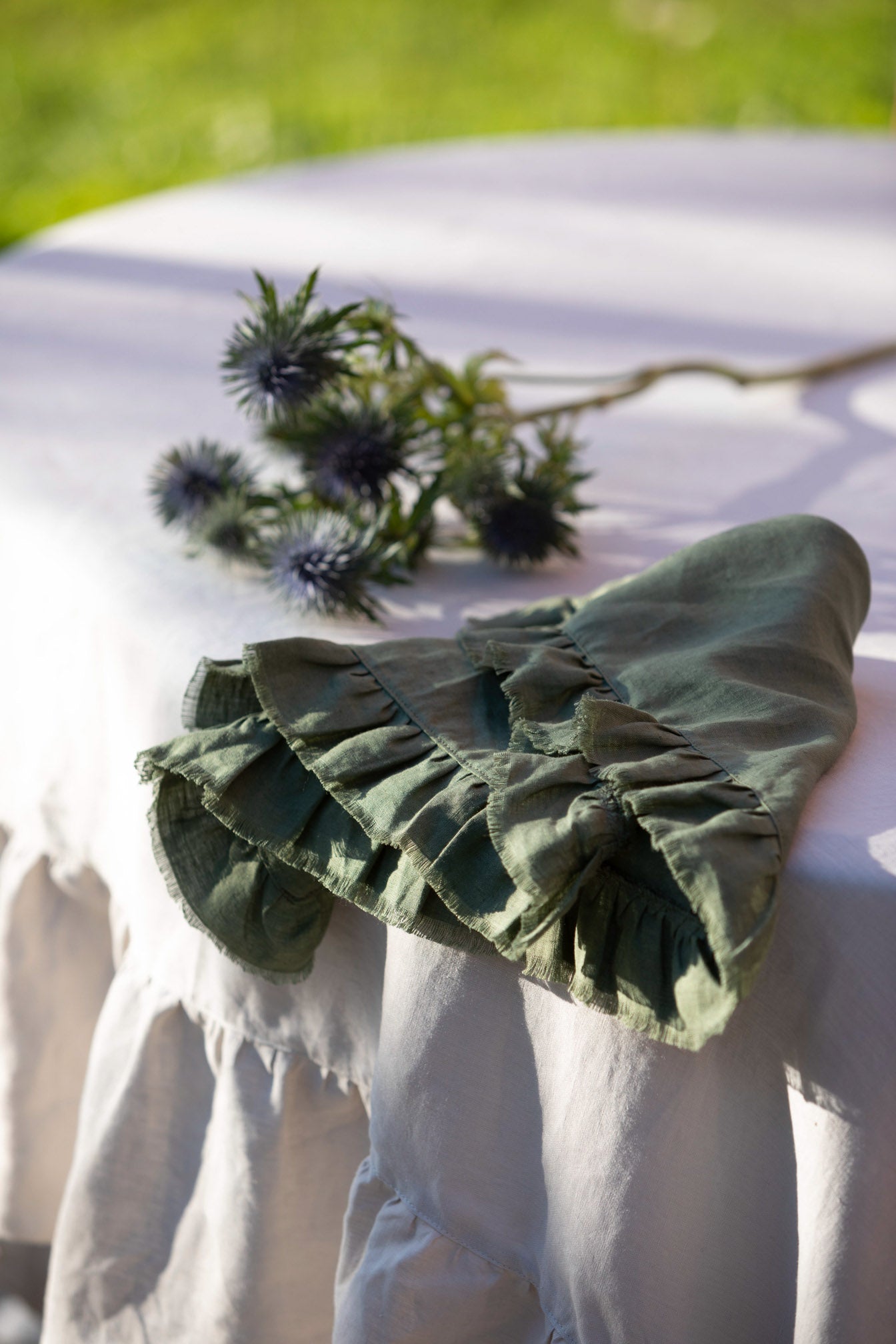 ARTEMIDE/ERA - Washed pure linen napkin with ruffles (2 pieces)