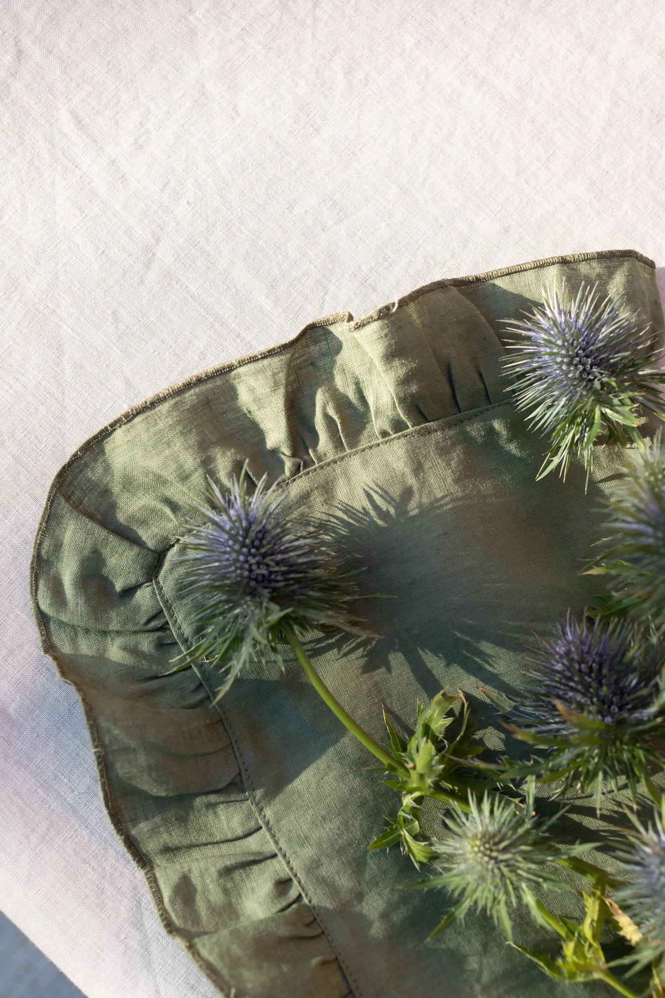 ARTEMIDE/ERA - Tovagliolo in puro lino lavato con rouche (2 pezzi)