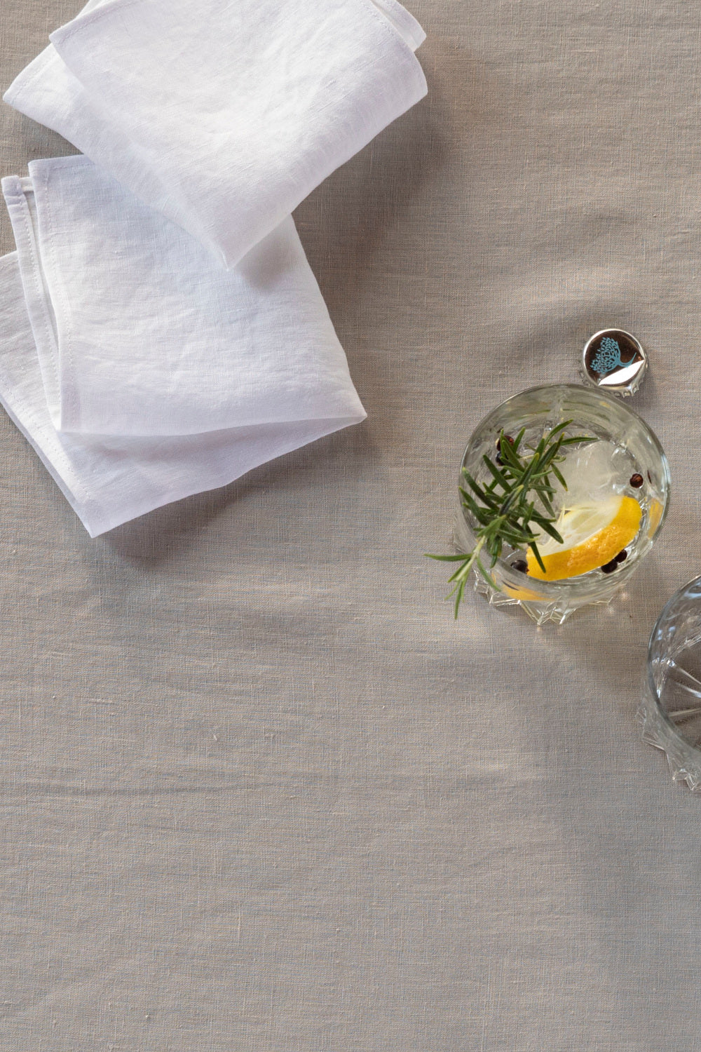 MOIRE cocktail napkin in pure linen (2 pieces)