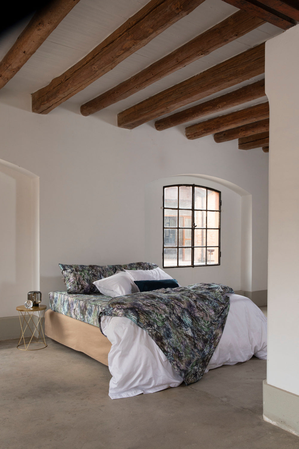 TICHE Flat top sheet in printed pure cotton satin