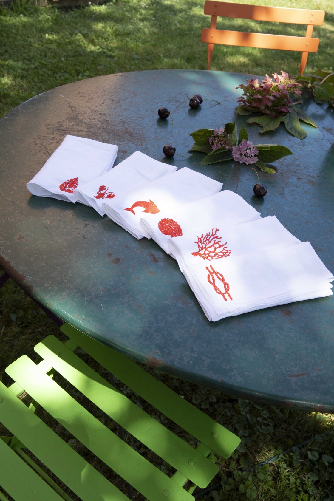 IGEA ESTATE – Tovaglietta ricamata in puro lino lavato (450 gr/mq) (Set da sei pezzi)
