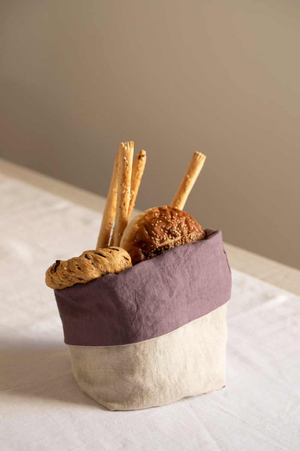 BASTET - bread basket double face in washed-linen  